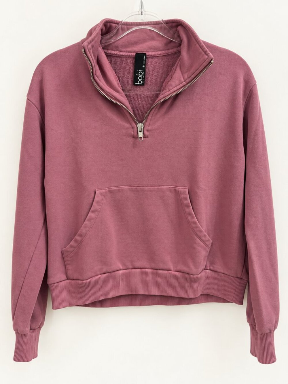 Bobi Mauve Half Zip Funnel Neck Pullover Sweatshirt XS